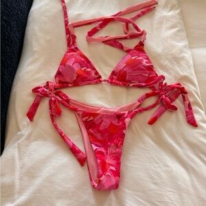 White Fox Pink Floral Bikini Set